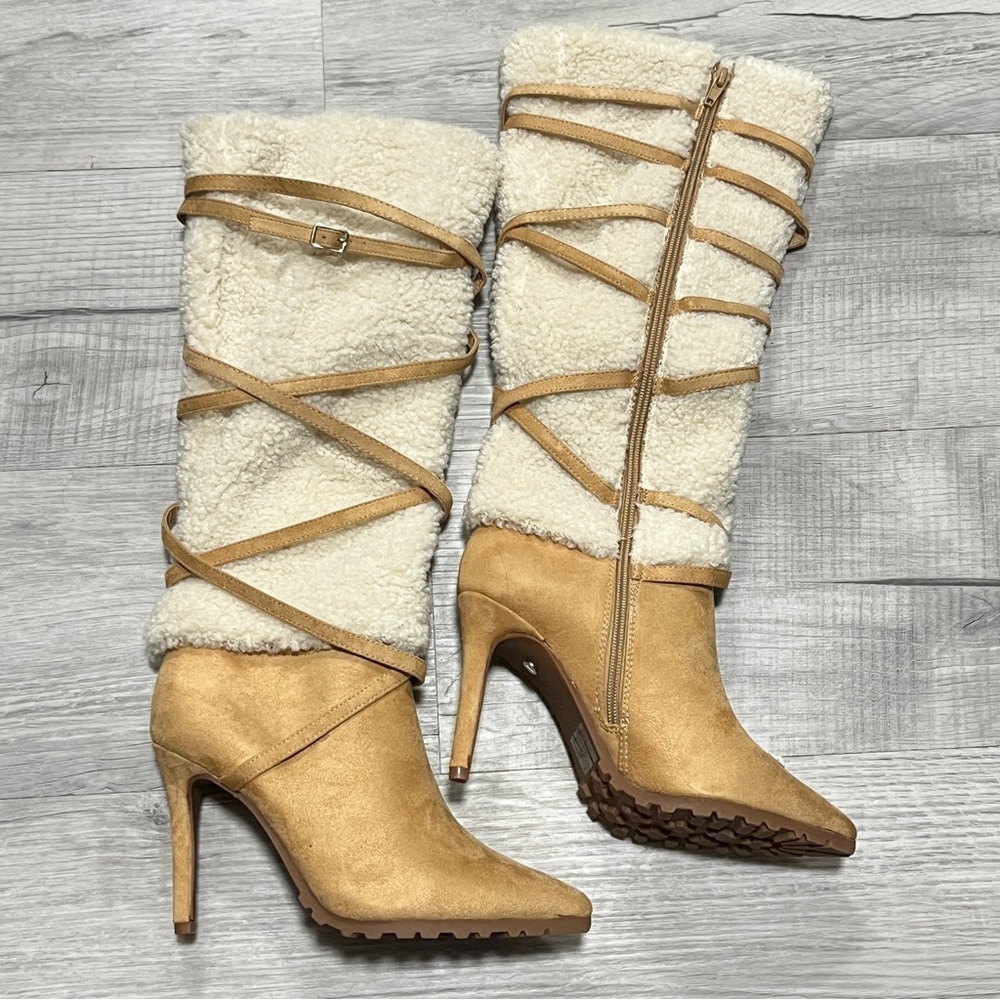 Thalia Sodi Rikka Tan and Cream High Heel Boots, 7.5 - Picture 2 of 7